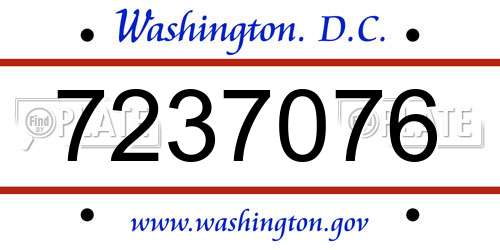 7237076 District Of Columbia License Plate