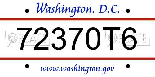 72370T6 District Of Columbia License Plate