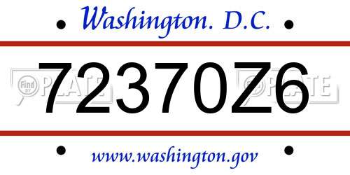 72370Z6 District Of Columbia License Plate