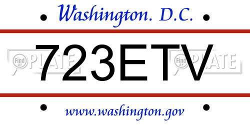 723ETV District Of Columbia License Plate