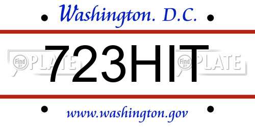 723HIT District Of Columbia License Plate