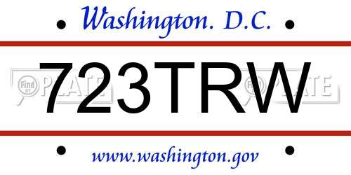 723TRW District Of Columbia License Plate