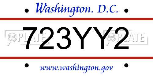 723YY2 District Of Columbia License Plate