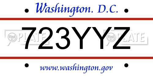723YYZ District Of Columbia License Plate