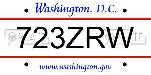 723ZRW District Of Columbia License Plate