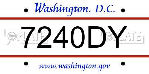 7240DY District Of Columbia License Plate