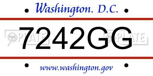 7242GG District Of Columbia License Plate