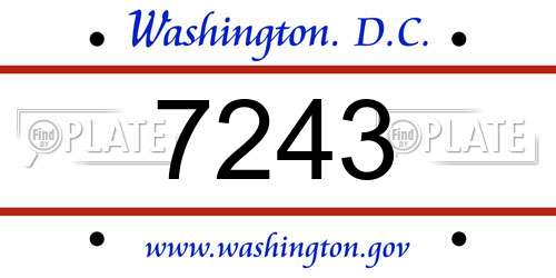7243 District Of Columbia License Plate