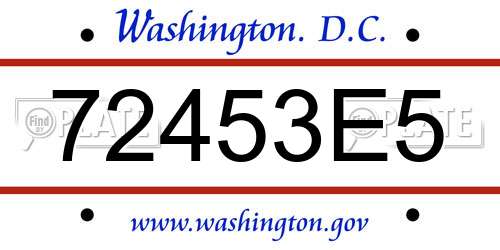 72453E5 District Of Columbia License Plate