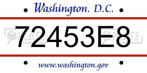 72453E8 District Of Columbia License Plate