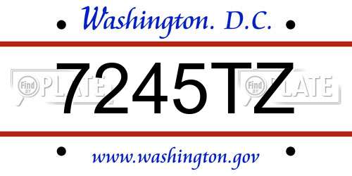 7245TZ District Of Columbia License Plate