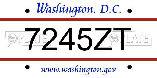 7245ZT District Of Columbia License Plate