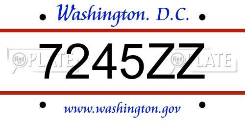7245ZZ District Of Columbia License Plate