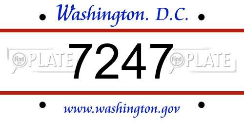 7247 District Of Columbia License Plate