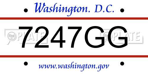 7247GG District Of Columbia License Plate