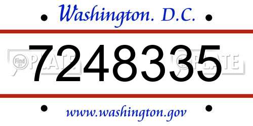 7248335 District Of Columbia License Plate