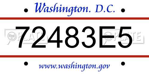 72483E5 District Of Columbia License Plate