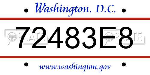 72483E8 District Of Columbia License Plate