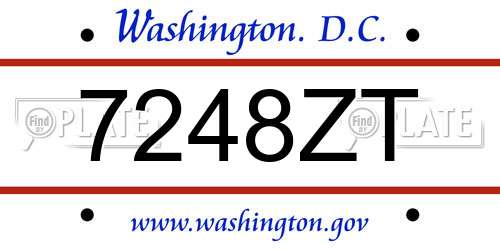 7248ZT District Of Columbia License Plate
