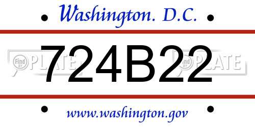 724B22 District Of Columbia License Plate