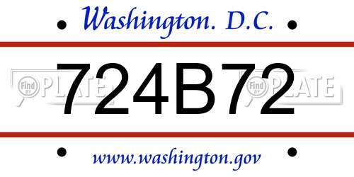 724B72 District Of Columbia License Plate