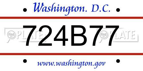 724B77 District Of Columbia License Plate