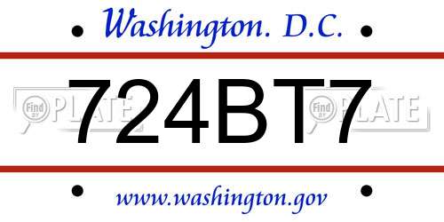 724BT7 District Of Columbia License Plate