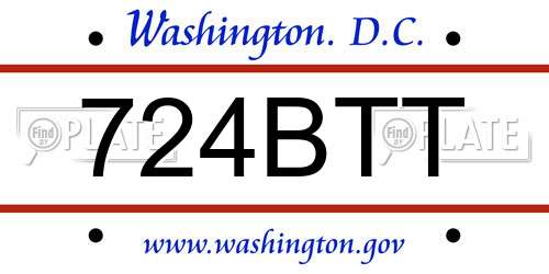 724BTT District Of Columbia License Plate