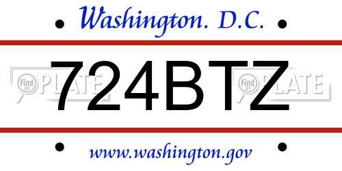 724BTZ District Of Columbia License Plate