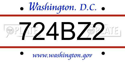 724BZ2 District Of Columbia License Plate
