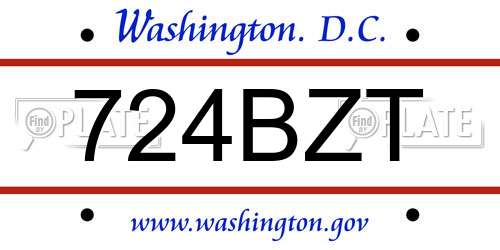 724BZT District Of Columbia License Plate