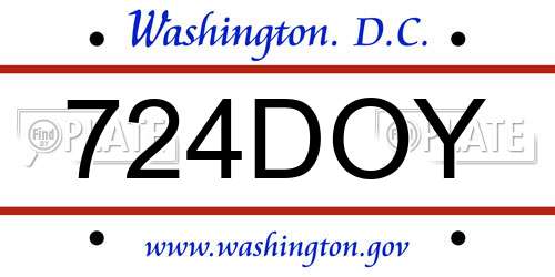 724DOY District Of Columbia License Plate