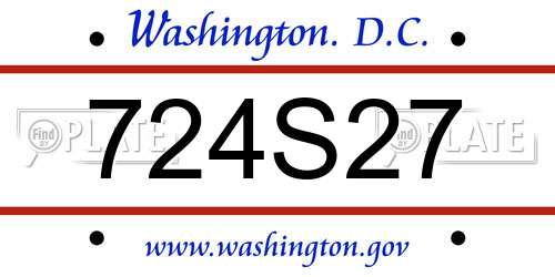 724S27 District Of Columbia License Plate