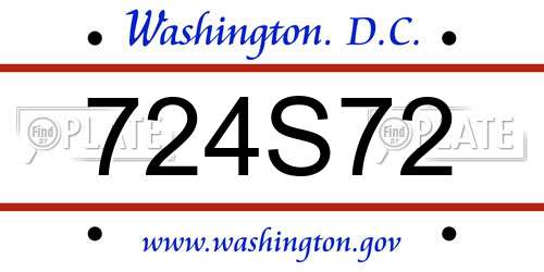 724S72 District Of Columbia License Plate