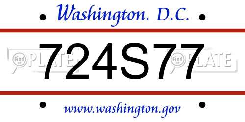 724S77 District Of Columbia License Plate