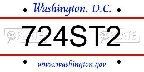 724ST2 District Of Columbia License Plate