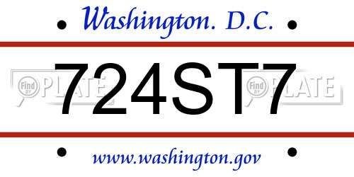 724ST7 District Of Columbia License Plate
