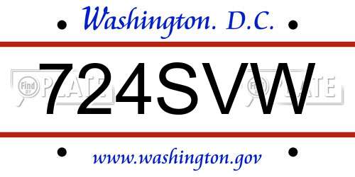 724SVW District Of Columbia License Plate