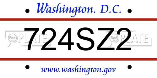 724SZ2 District Of Columbia License Plate