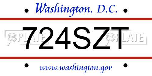 724SZT District Of Columbia License Plate