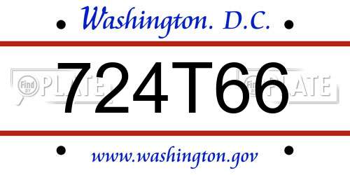 724T66 District Of Columbia License Plate