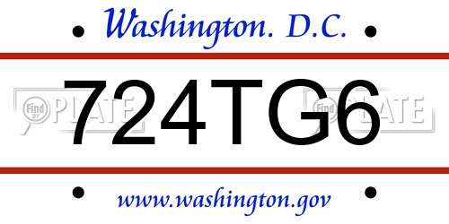 724TG6 District Of Columbia License Plate