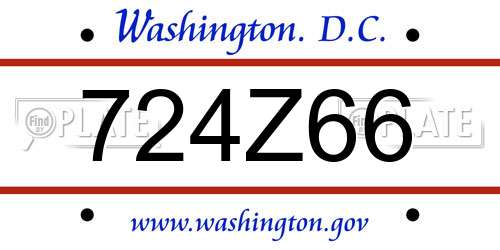 724Z66 District Of Columbia License Plate