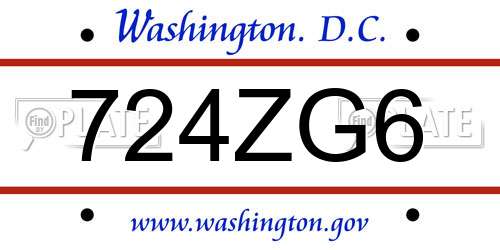 724ZG6 District Of Columbia License Plate