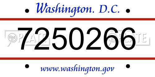 7250266 District Of Columbia License Plate