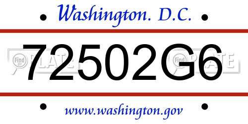 72502G6 District Of Columbia License Plate
