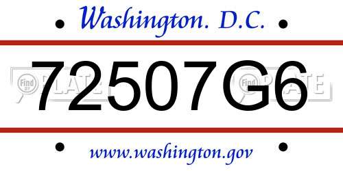 72507G6 District Of Columbia License Plate