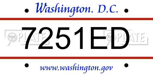 7251ED District Of Columbia License Plate