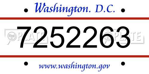 7252263 District Of Columbia License Plate
