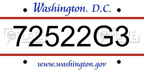 72522G3 District Of Columbia License Plate